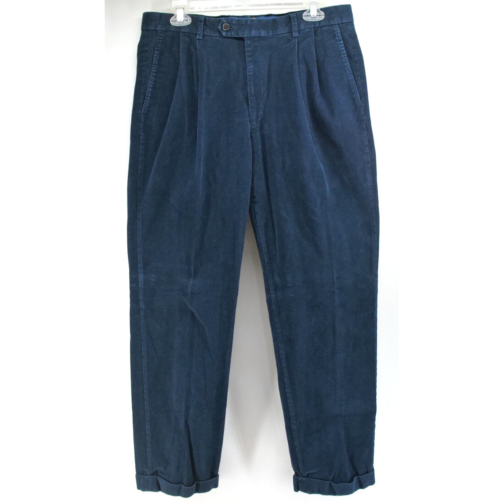 Lauren Ralph Lauren Men 34x32 Blue Corduroy‎ Dress Pants Hunting Pointer Dogs
